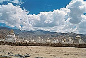 Ladakh - A large group of chortens close to Shey palace 